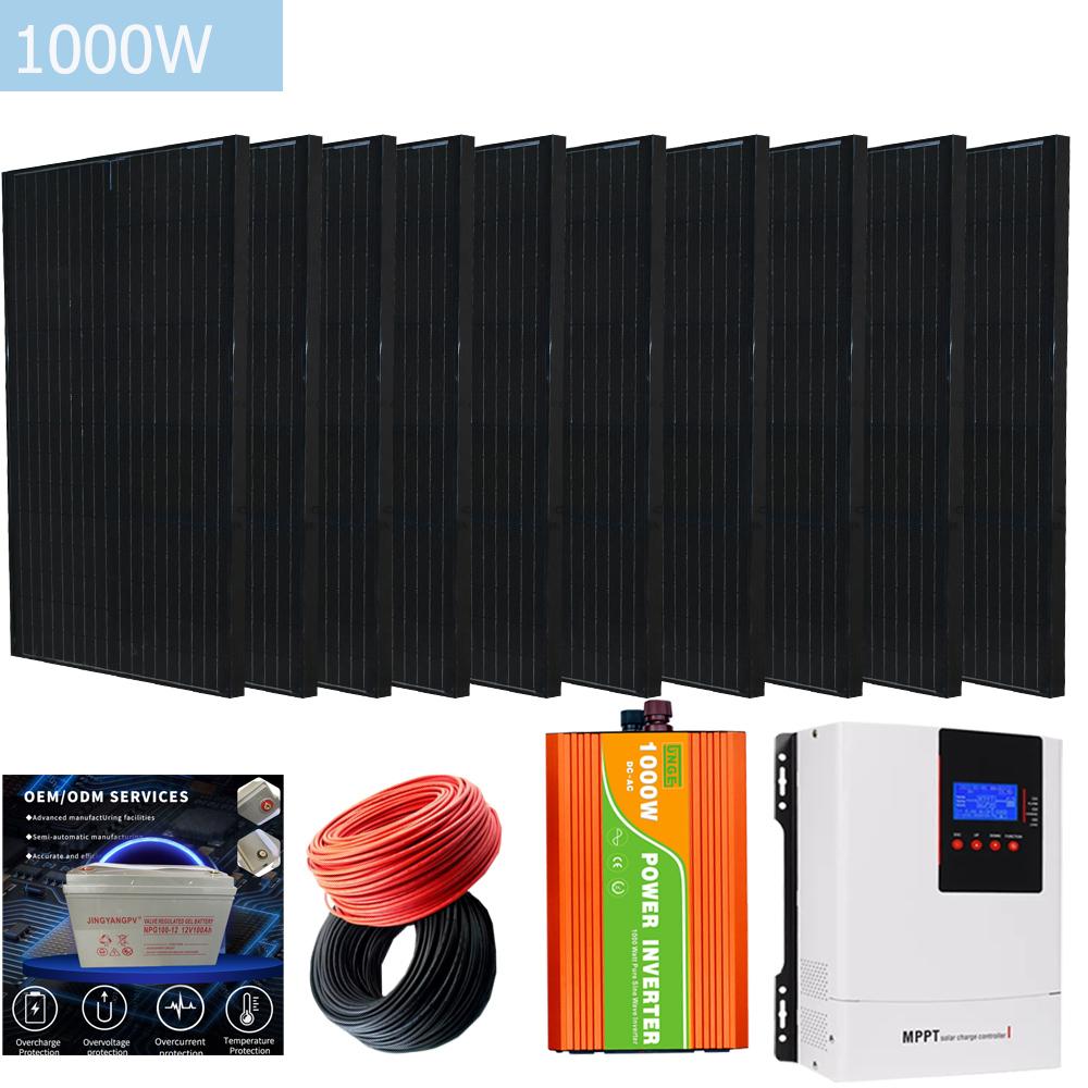 Bảng điều khiển năng lượng mặt trời Jingyang 12V 100W 200W 300W 400W 1000W Hệ thống tấm pin mặt trời cứng nhắc 120W Màu pin tế bào đơn tinh thể cứng