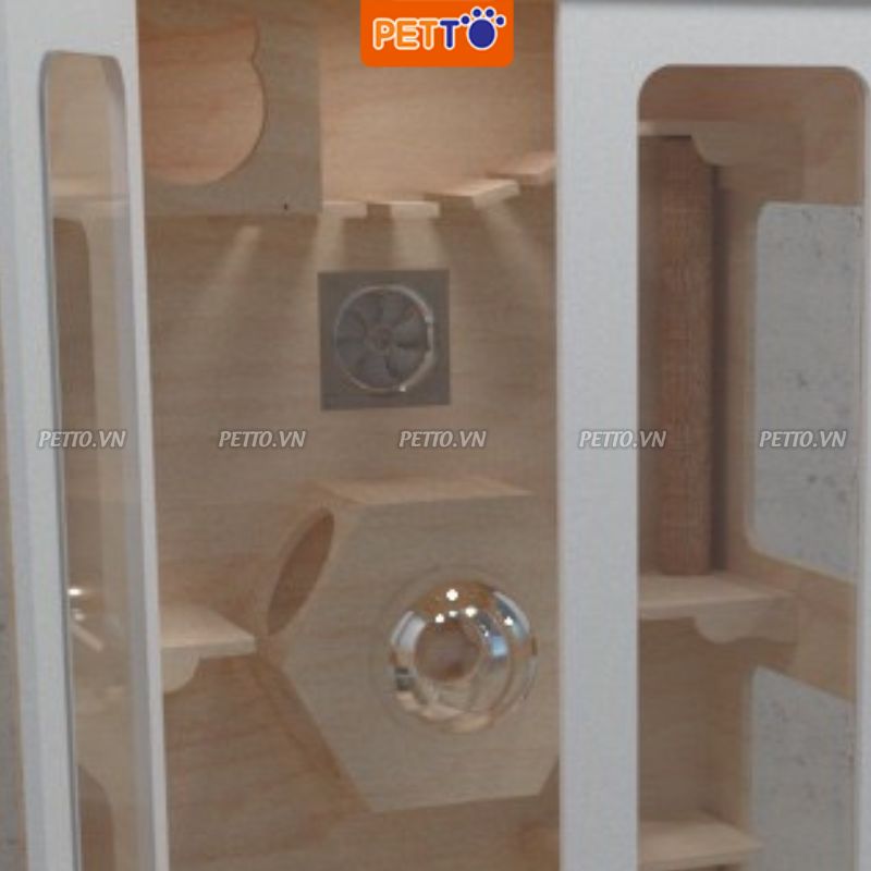 Tủ nuôi mèo - nhà mèo bằng GỖ có hệ thống ĐÈN LED cao cấp, xinh xắn dành cho 1 - 3 bé mèo SẢN XUẤT TẬN XƯỞNG CC029