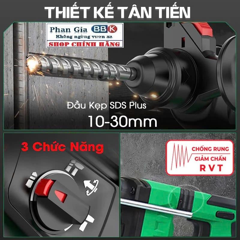 Máy Khoan Bê tông WORKFIX-RH3003PRO 3 Chức Năng - Khoan Bê Tông Sử Dụng Chân Pin Phổ thông bảo hành chính hãƞg 12 Thá