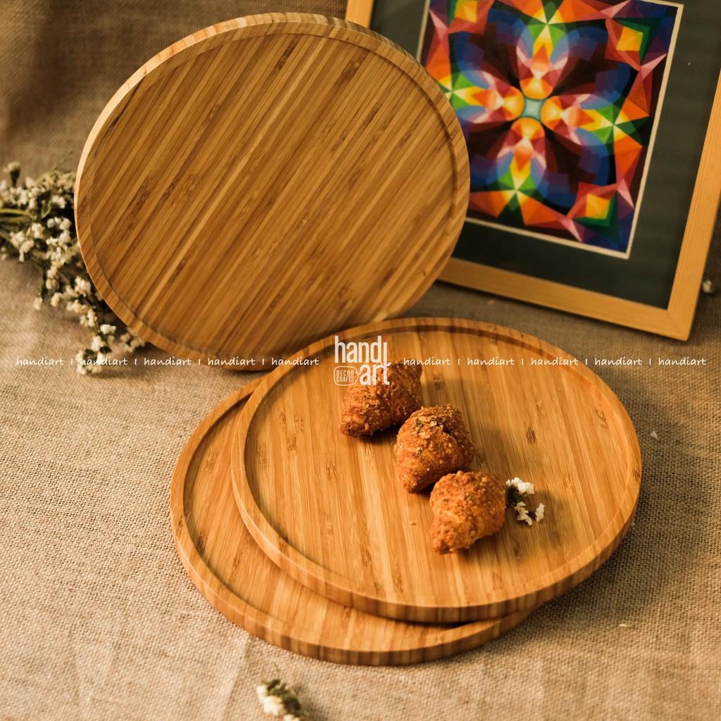 Khay gỗ tre hình tròn - Khay tre đựng thức ăn - Khay tre tự nhiên- bamboo wooden tray