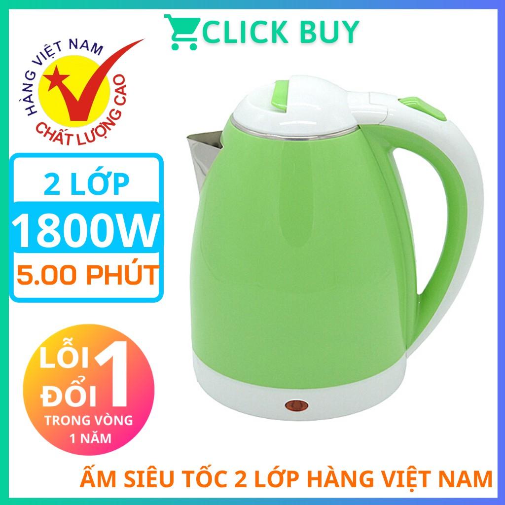 Ấm Siêu Tốc Màu 2 Lớp Cách Nhiệt CHỐNG NÓNG CHỐNG GIẬT An Toàn 1,8L