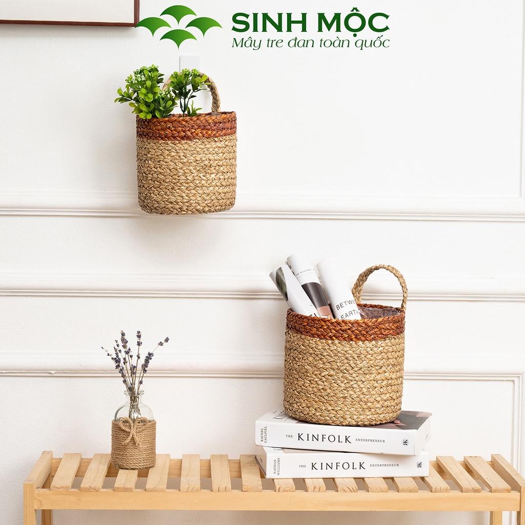 Giỏ cói trồng cây, giỏ cói đựng đồ, giỏ mây tre đan Sinh Mộc thân thiện với môi trường - M1004