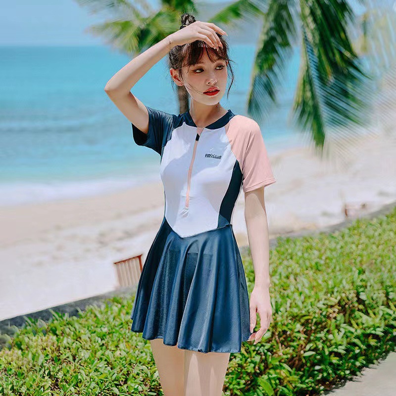 Đồ bơi nữ kín đáo che bụng dạng váy xoè màu sắc đẹp trang nhã