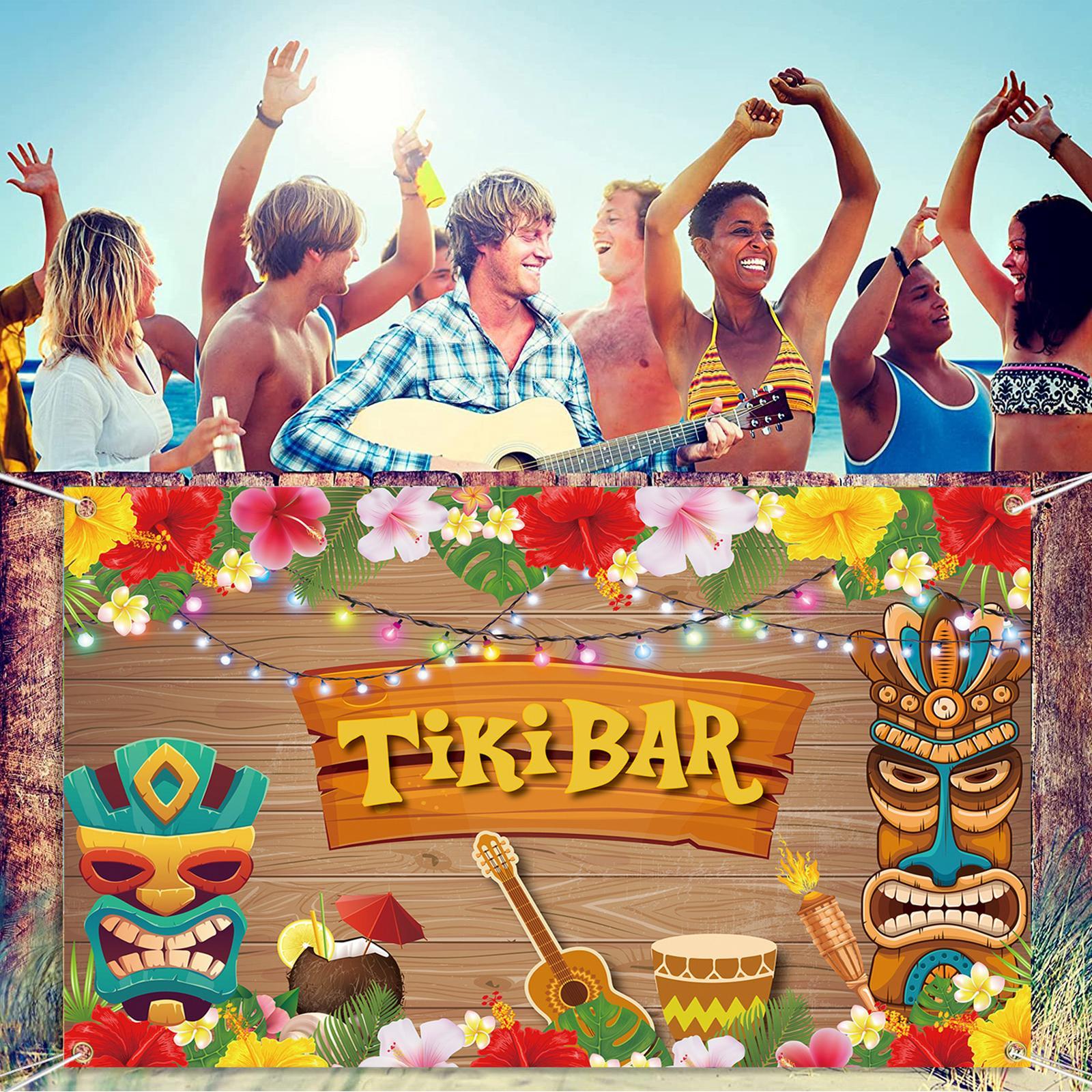 Soft Fabric Luau Backdrop Tiki Aloha Party Photography Background Tropical Banner Baby Shower Decor Photobooth Studio