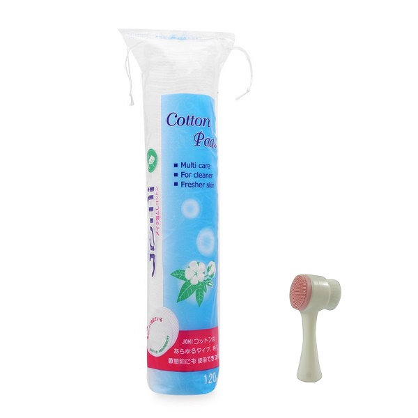 Bông tẩy trang JOMI COTTON PADS 120 miếng + Tặng Kèm Cọ Rửa Mặt 2 Đầu