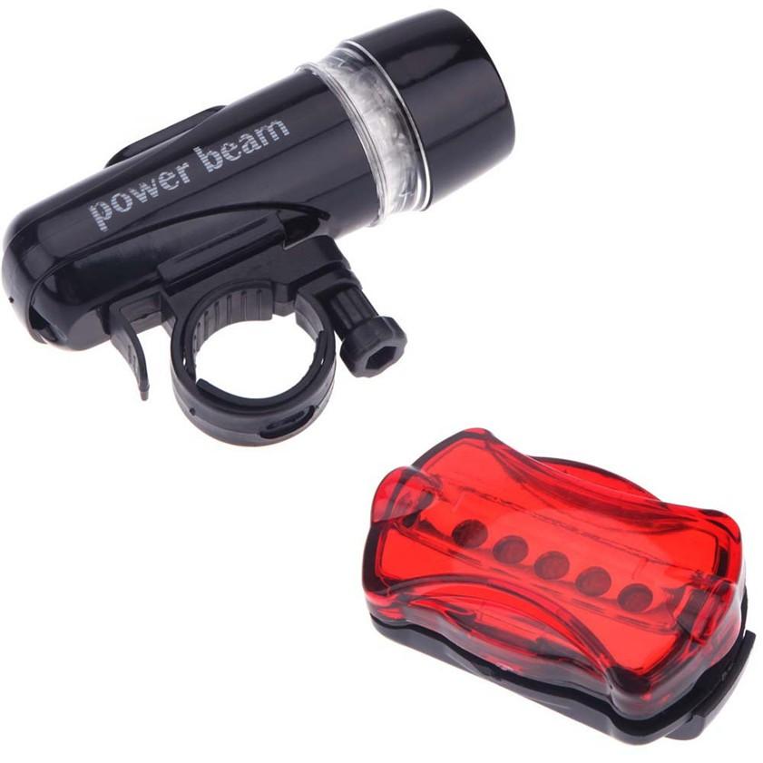 5 LED đen xe đạp Xe đạp MTB Đèn trước + bướm màu đỏ Xe đạp sau Bộ đèn an toàn phía sau