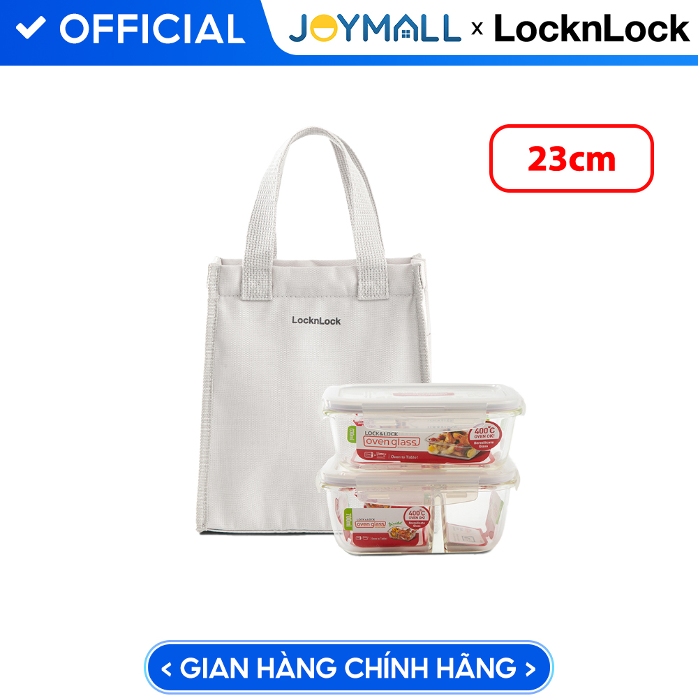 Bộ túi hộp cơm thủy tinh LocknLock LLG429DS2, LLG428S2 - Hàng chính hãng, dùng được lò vi sóng, túi đựng lớn - JoyMall