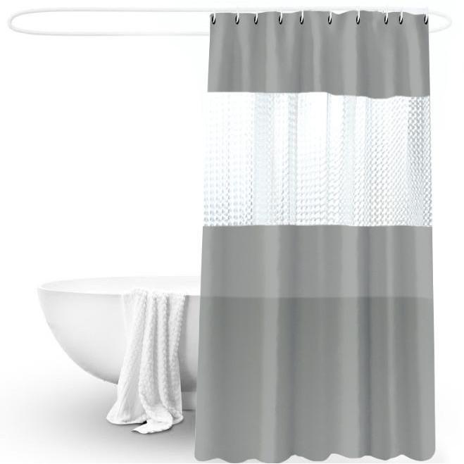 Rèm phòng tắm cao cấp 3D PEVA 180x200cm - Xám - HanruiOffical