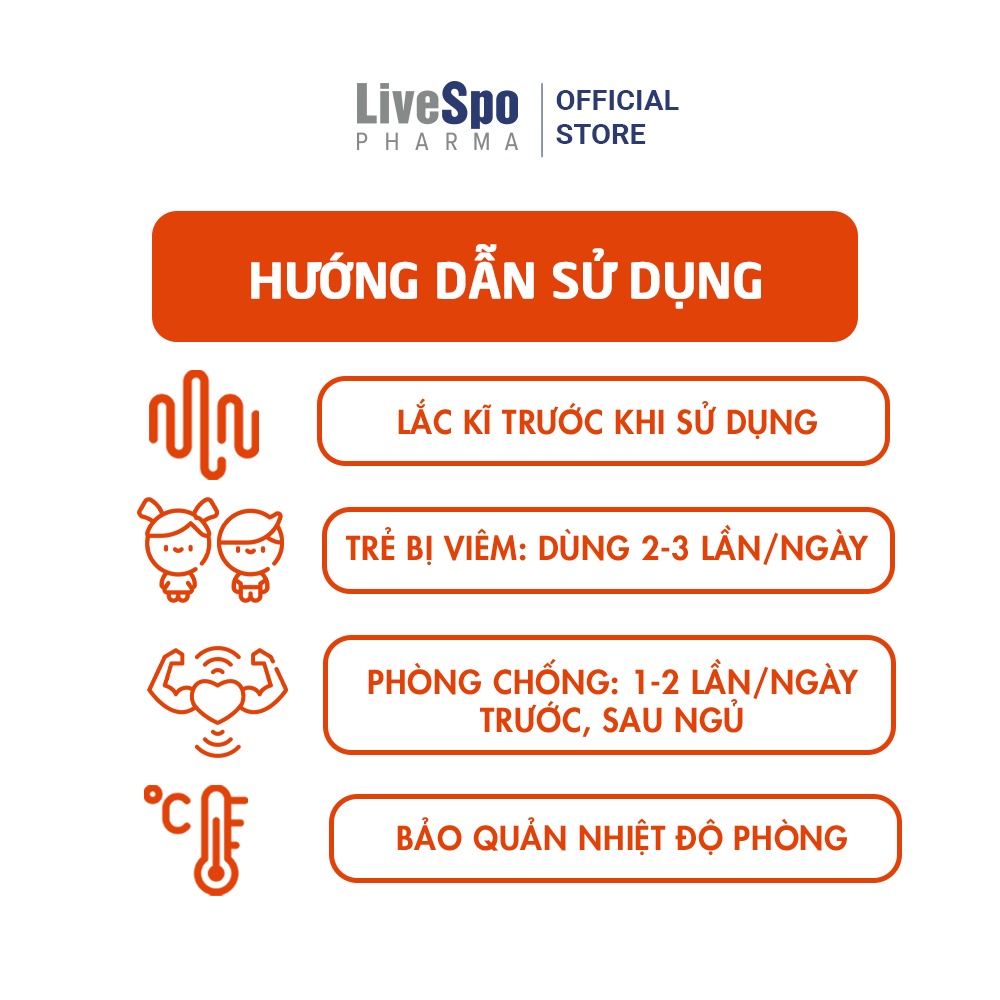 COMBO3 Nước muối sinh lý chứa bào tử lợi khuẩn LiveSpo Navax chuyên dụng Hộp 4 ống x 5ml