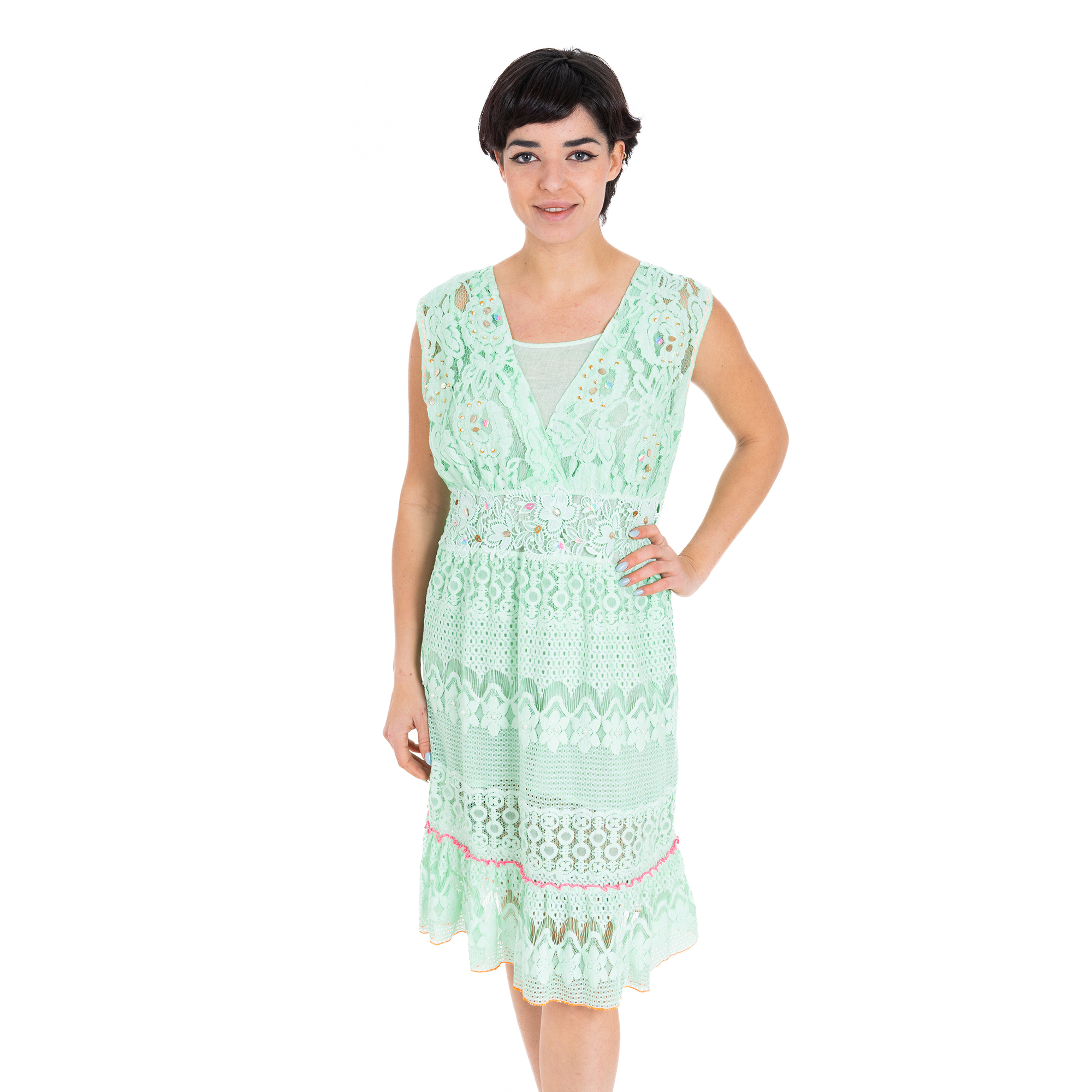 Đầm Midi Ren Đính Hạt Cao Cấp Isla Bonita IB29001-GR