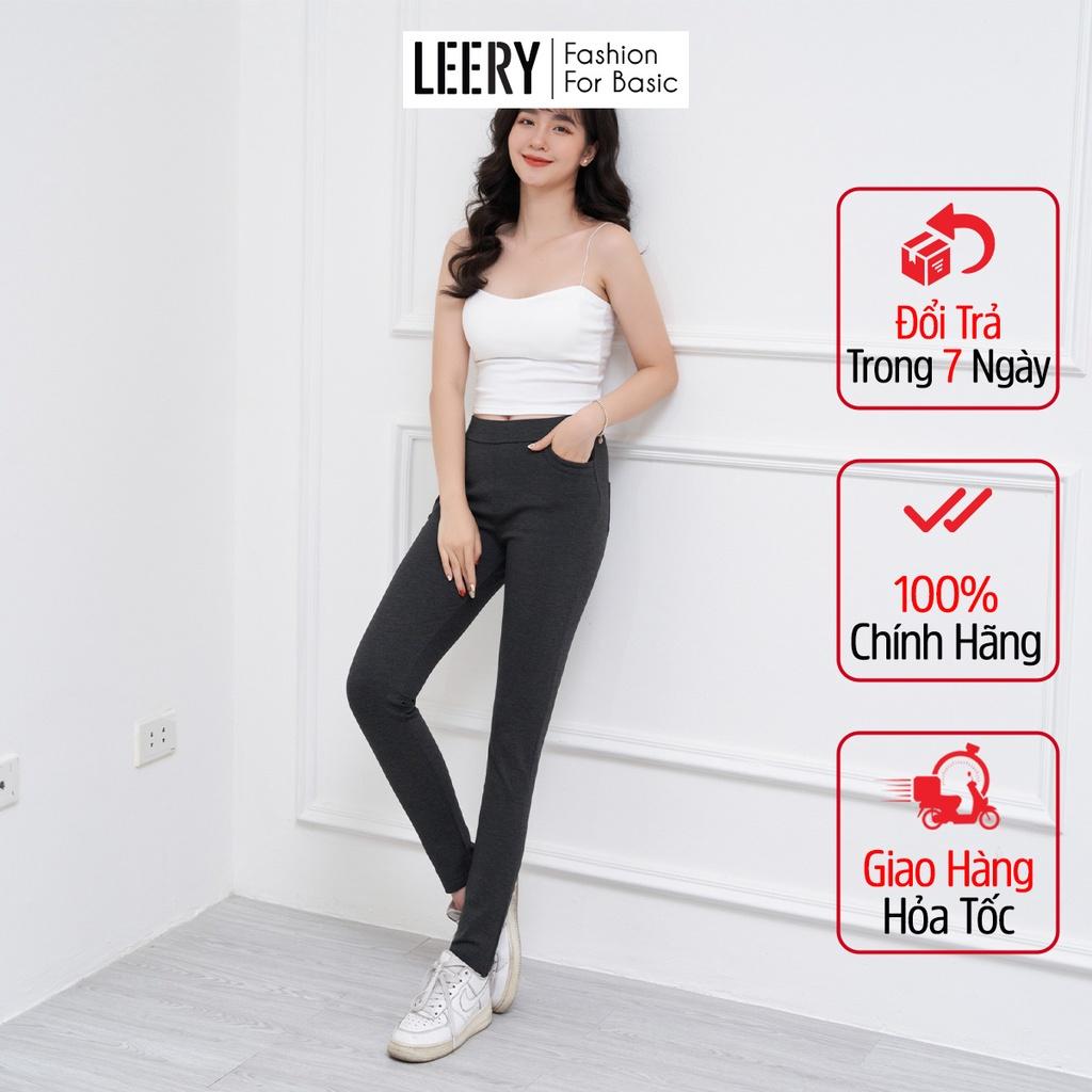 Quần legging dài LEERY lưng cao nâng mông cho nữ, Quần skinny cạp cao chất umi Hàn cao cấp co giãn 4 chiều LEG-02