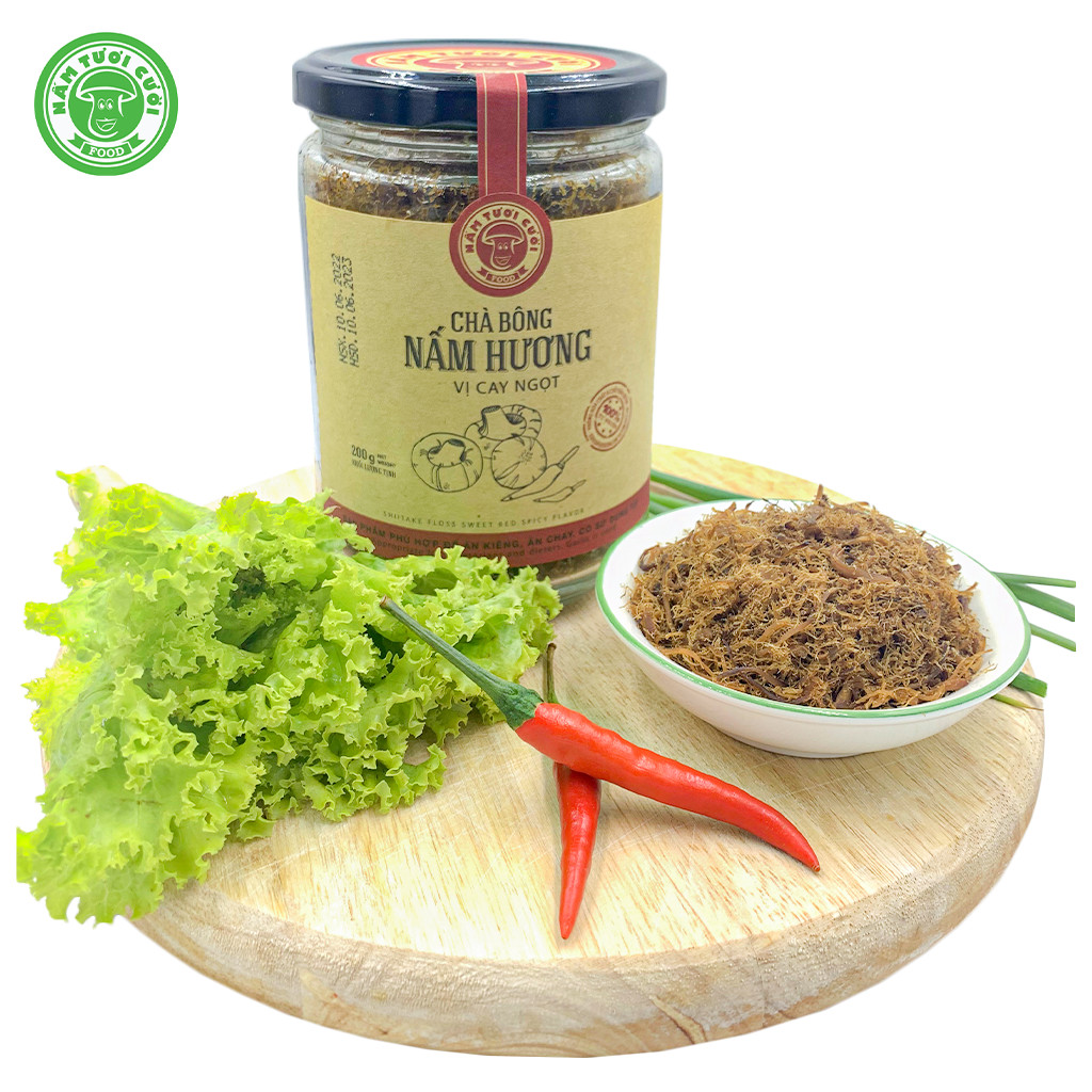 Chà Bông Nấm Hương Nấm Tươi Cười Bổ Sung Protein Thực Vật Vị Cay Ngọt Hũ 100gr