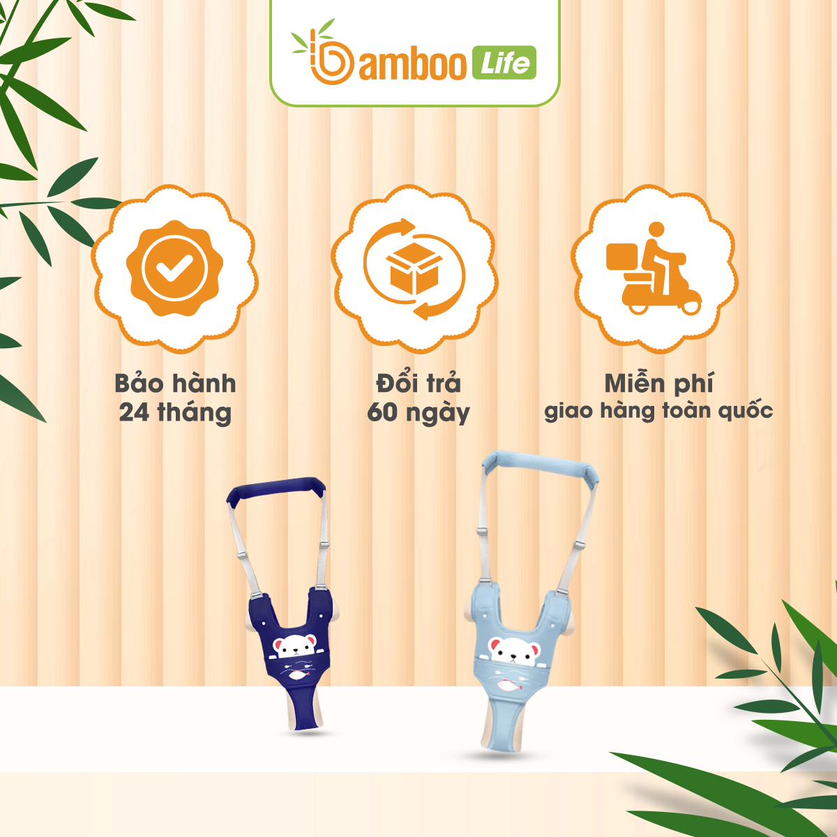 Dây đai tập đi cho bé cao cấp Bamboo Life hàng chính hãng thiết kế an toàn hỗ trợ cho bé tập đi BL039