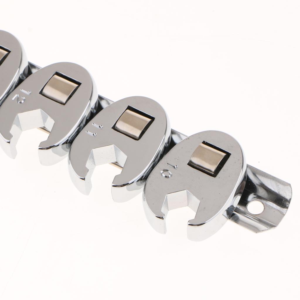 10 Pieces Drive 10-19mm Metric  Nut Crowfoot Hex Wrench Set Silver