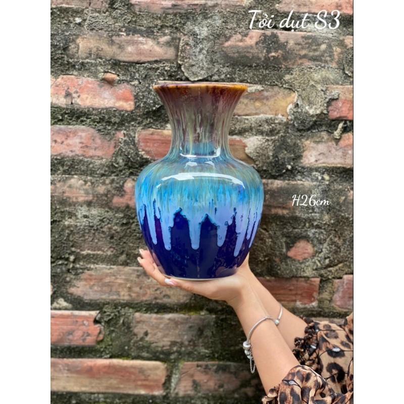 Lọ hoa dáng tỏi men hoả biến SẴn Hàng cao 26cm