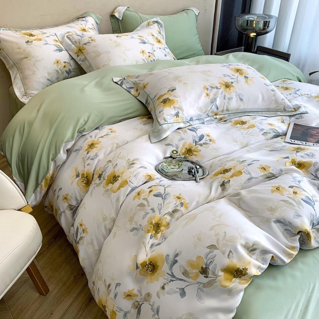 Bộ chăn ga gối lụa 100%Tencel 60s Họa tiết cao cấp, siêu mềm mát mịn - DESIGN 403