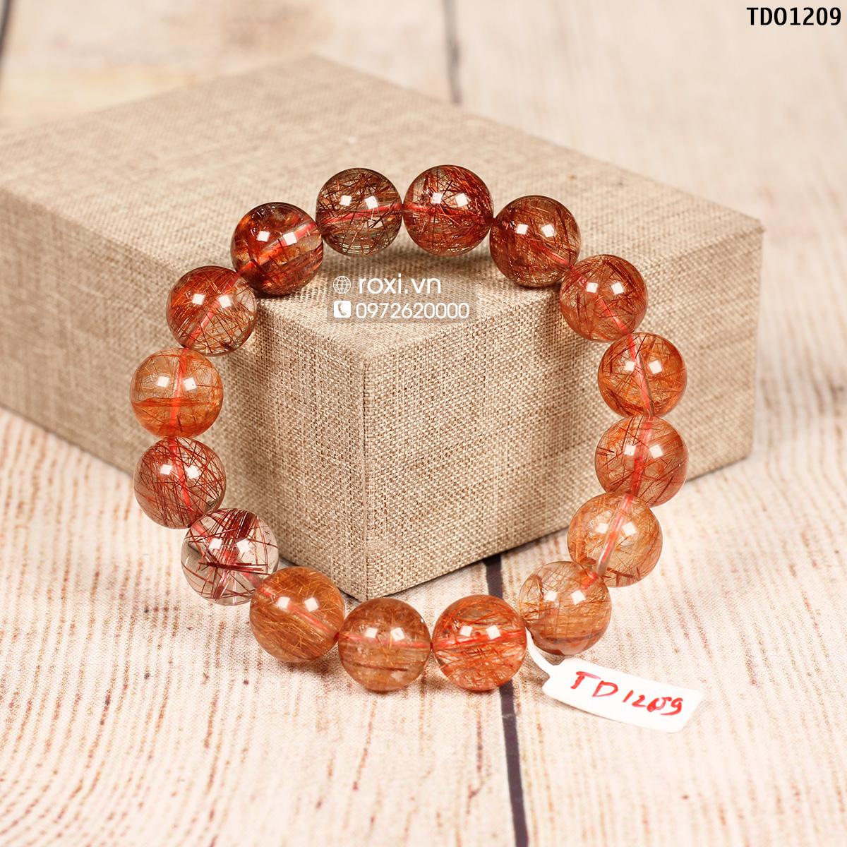 Vòng tay phong thủy Thạch Anh tóc đỏ 14ly - TD01209
