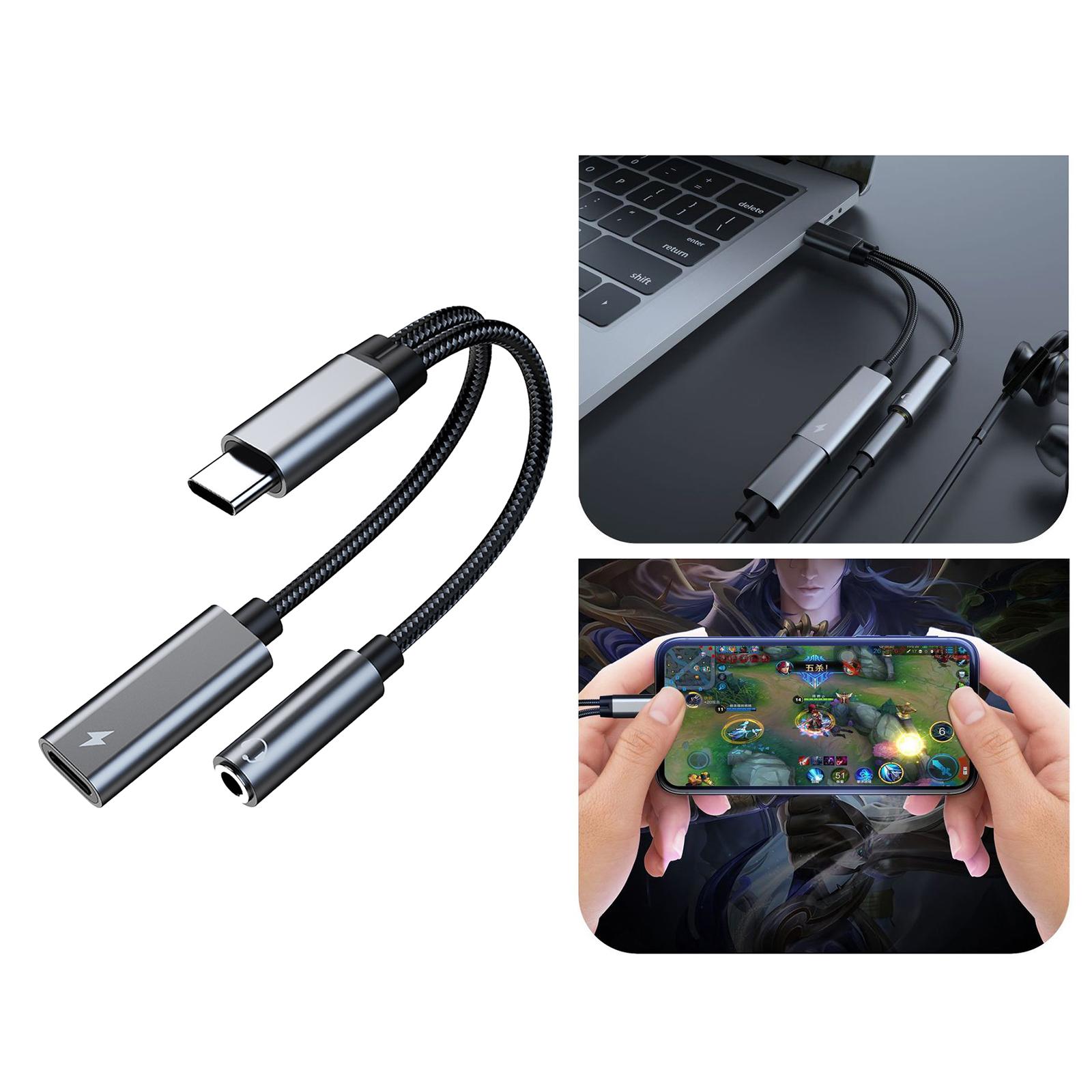 2 in 1 USB C to 3.5mm Audio Adapter,USB Type C to 3.5mm Headphone and Charger Adapter and Fast Charging Dongle Compatible with  S21 S20 S20+
