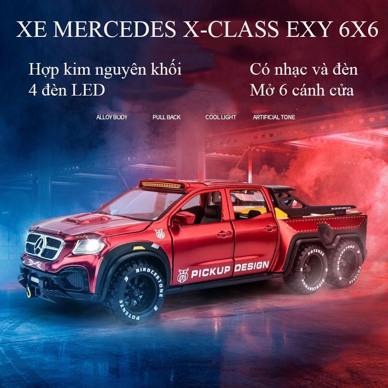 Mô hình xe Mercedes Benz X-CLASS EXY 6X6 bằng hợp kim nguyên khối có 4 đèn led và âm thanh mở được 6 cửa chạy cót