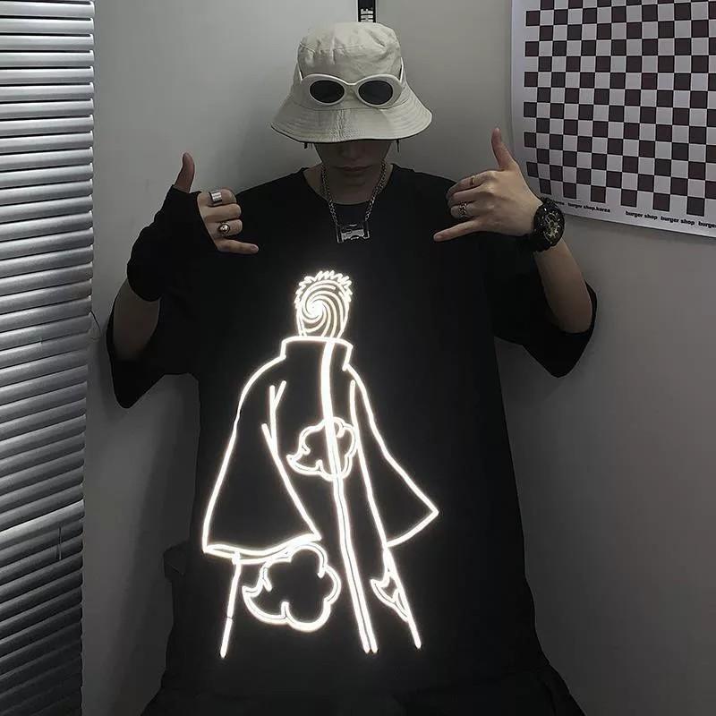 Áo phản quang nam tay lỡ form rộng Naruto Obito Uchiha vải cotton trumunisex aothununisex aophongnam