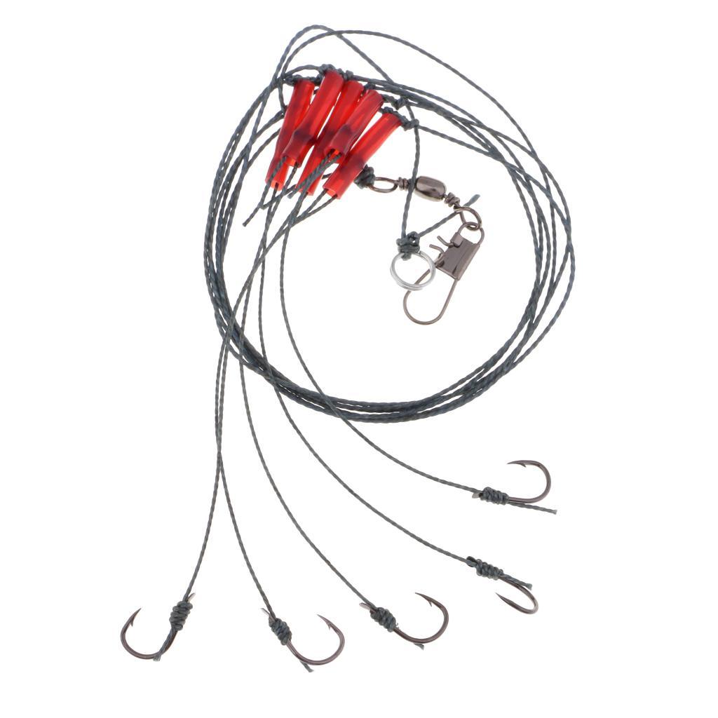 100m PE Fishing Wire and 5pcs Fishing String Hook Fish Rigs Lure Baits Hook