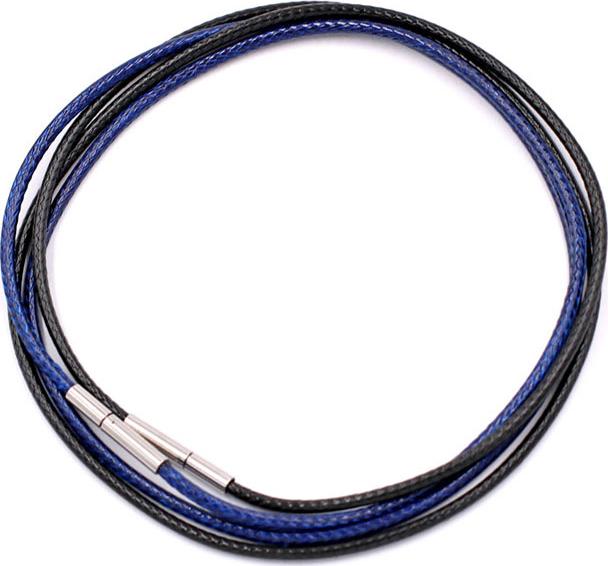 Combo 2 dây vòng cổ cao su đen, xanh dương móc inox DCSEXD1 - Dây dù bọc cao su
