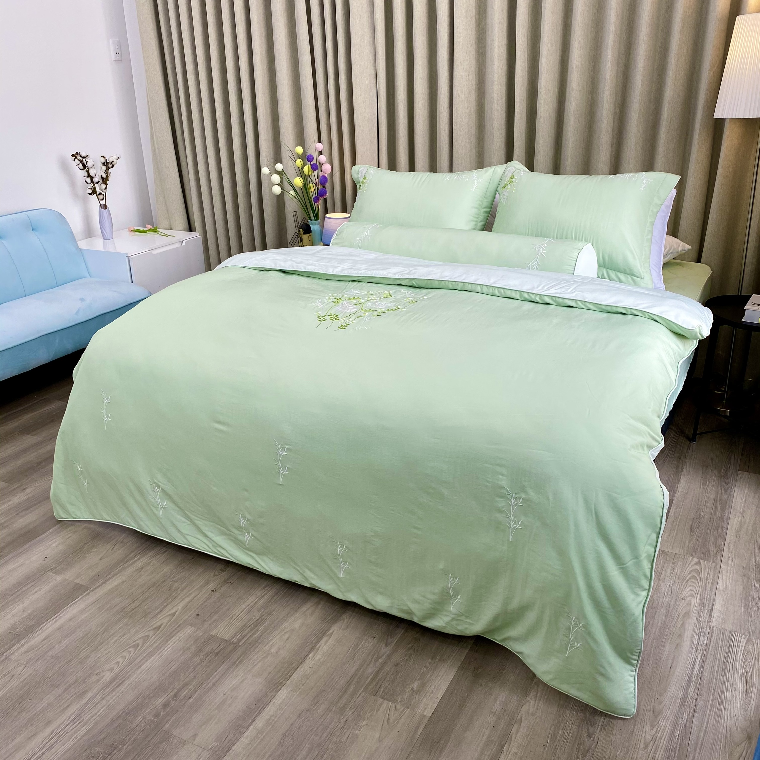 Chăn bốn mùa Hàn Quốc K-Bedding by Everon MicroTencel Xanh Ngọc KMTS103 200*220cm