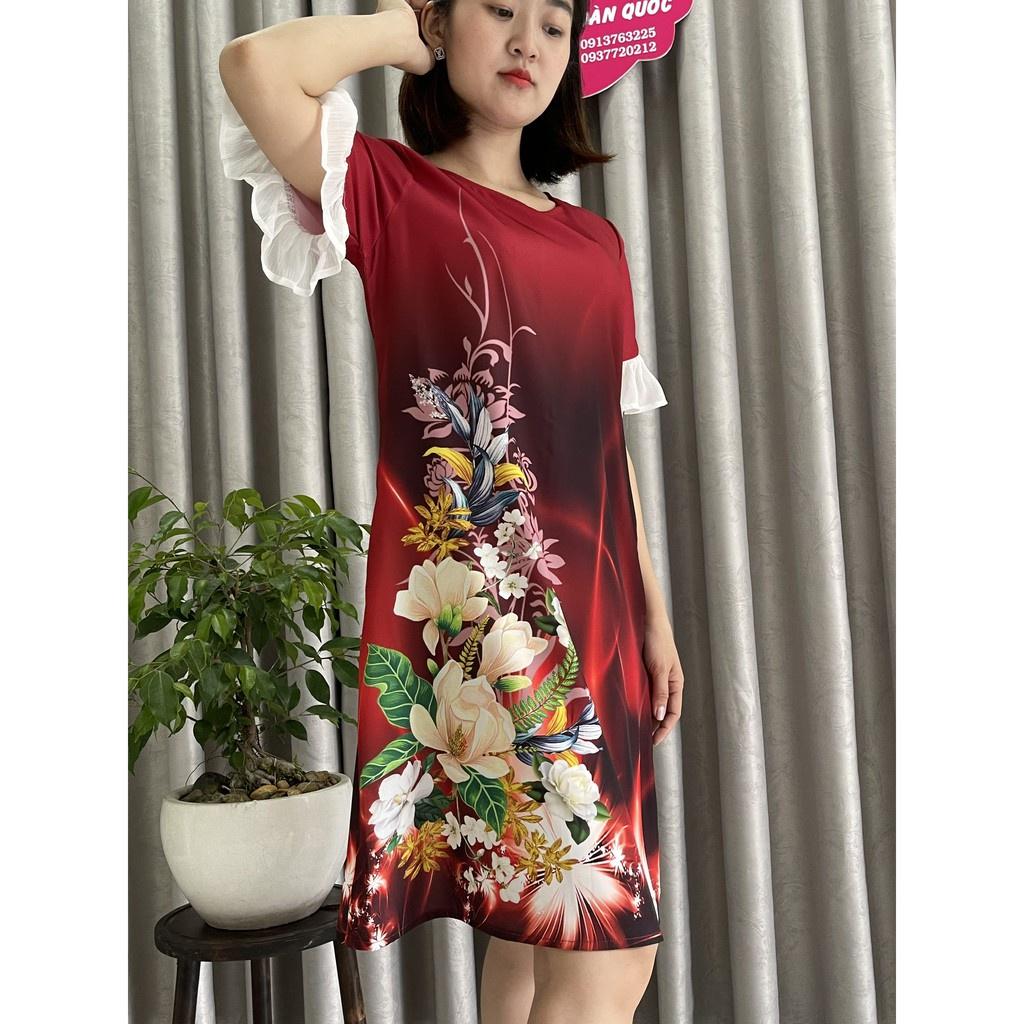 Đầm Vãy Nữ Suông In Hoa 3D -QA 00123