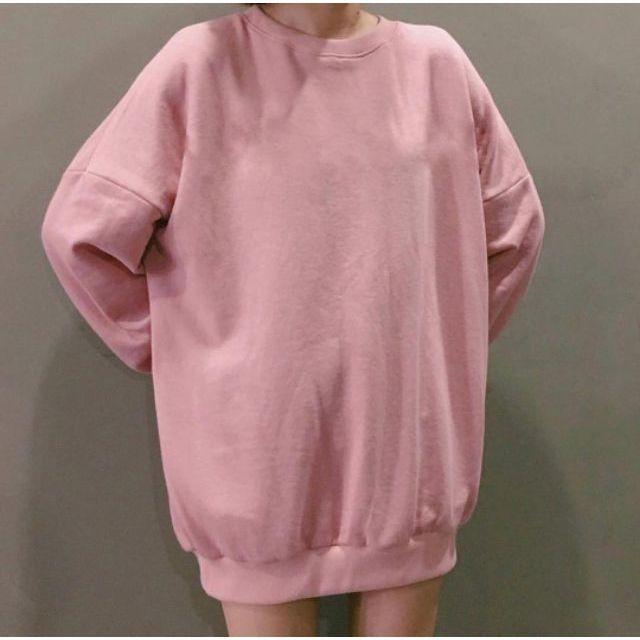 ÁO SWEATER BASIC PINK HỒNG TRƠN UNISEX - L12