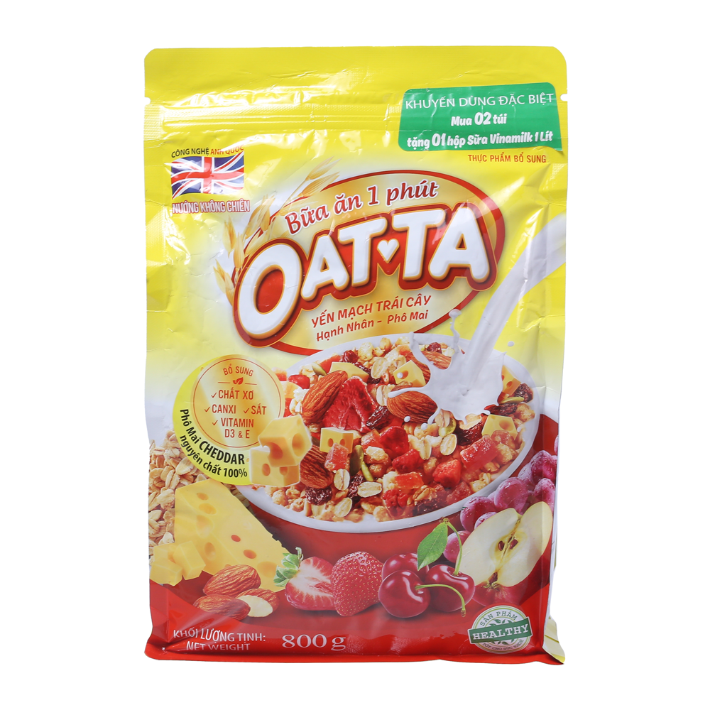 Ngũ Cốc Ăn Sáng Oatta Yến Mạch Trái Cây Hạnh Nhân Phô Mai 800G