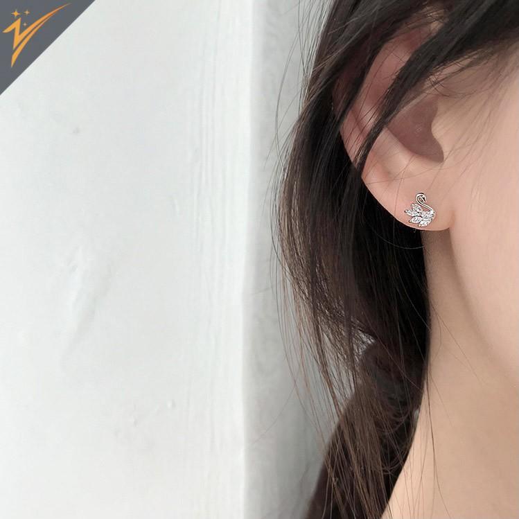 Bông tai S925 thiên nga, phong cách RETRO phá cách, đính đá Zircon, thiết kế nữ tính retro - TLJA19