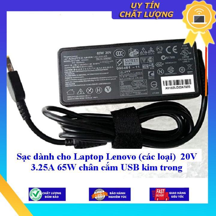 Sạc dùng cho Laptop Lenovo (các loại) 20V 3.25A 65W chân cắm USB kim trong - Hàng Nhập Khẩu New Seal