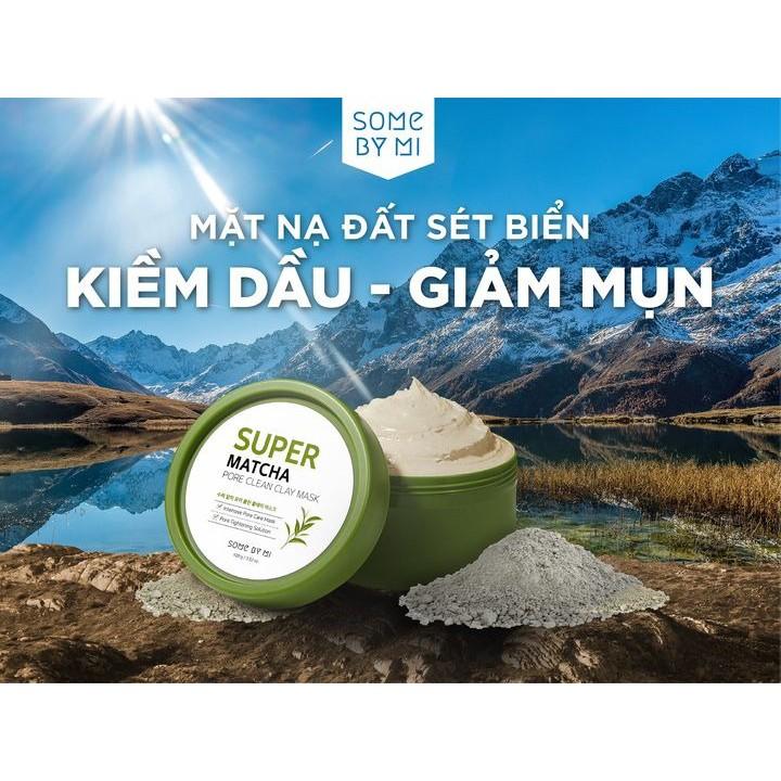 Mặt nạ đất sét giảm mụn đầu đen hiệu quả some by mi super matcha pore clean clay mask 100g