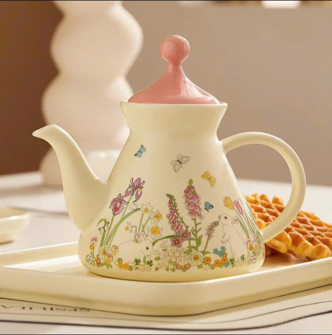 BỘ ẤM TRÀ SỨ Bunny & Flower VINTAGE CAO CẤP Hàng chính hãng