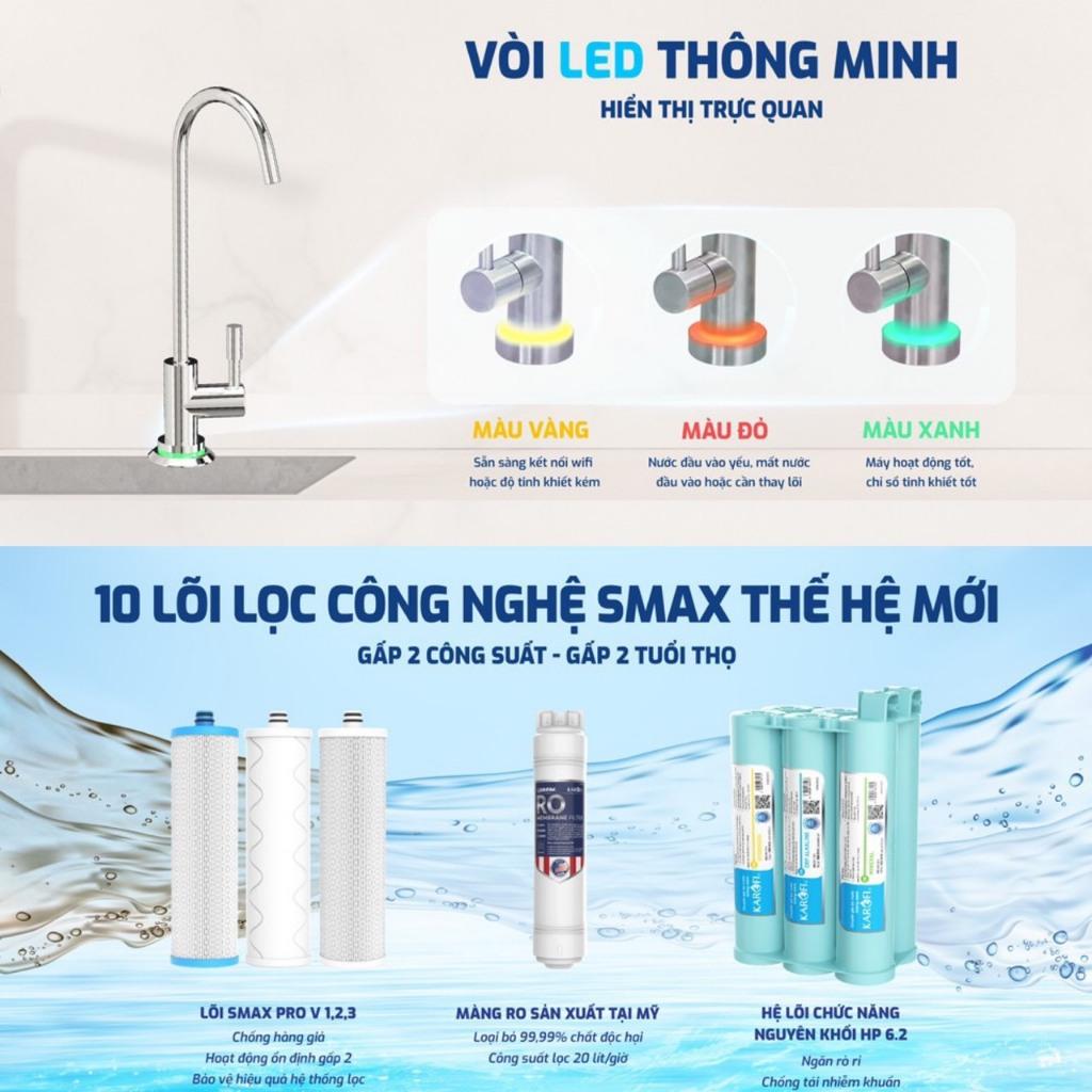Máy Lọc Nước Để Gầm KAROFI KAQ-U95 PRO, 10 Lõi Cao Cấp, Vòi Led Điện Tử, Kết Nối Wifi, hàng chính hãng