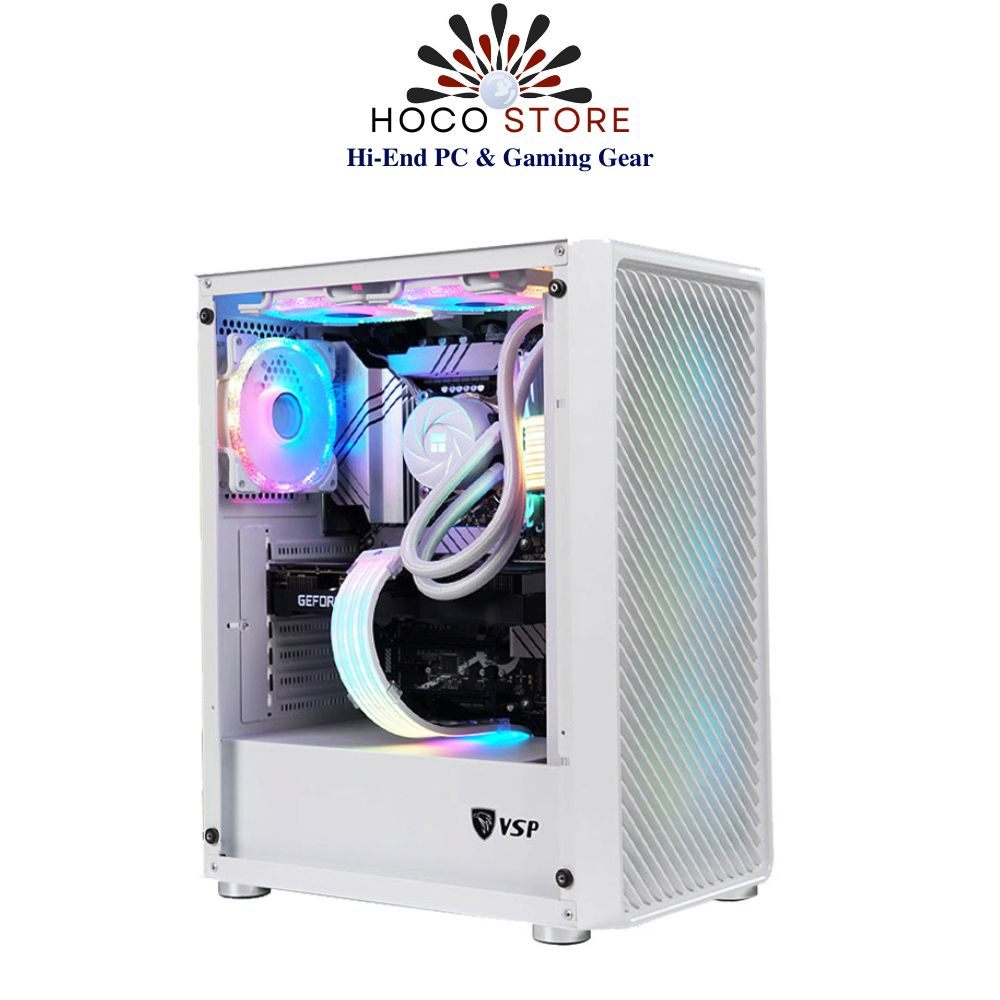 Vỏ Case Máy Tính VSP Gaming KA29 4F - Case ATX, mặt trước lưới, hông kính cường lực - Hàng Chính Hãng