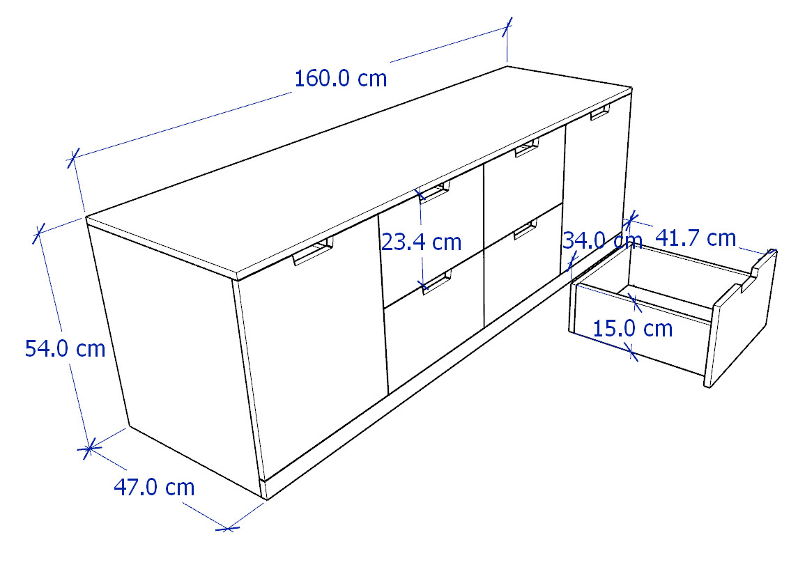 BANALDO, Tủ đựng đồ lưu trữ 6 hộc kéo DRA_056, 160x47x53cm