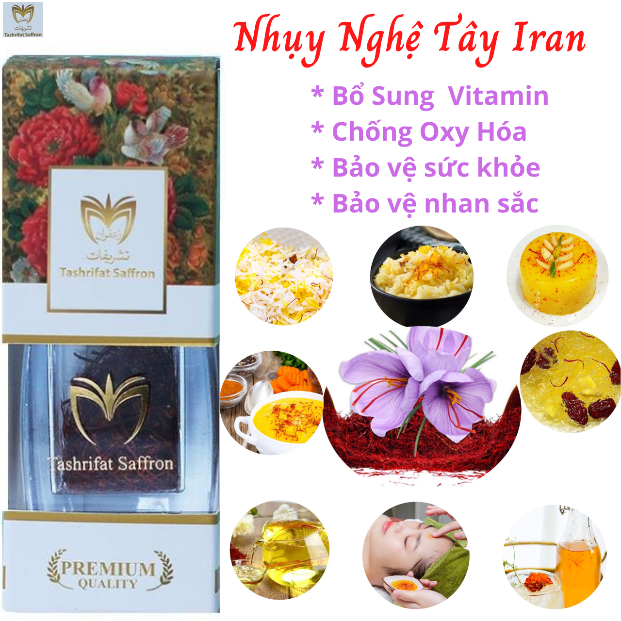 Nhụy hoa nghệ tây Tashrifat Saffron loại chuẩn Negin (1 Grams)