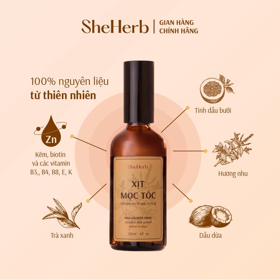 Xịt Mọc Tóc Dưỡng Tóc Vỏ Bưởi, Hương Nhu Cao Cấp She Herb Kích Thích Mọc Tóc Nhanh, Ngăn Ngừa Gàu 120ml