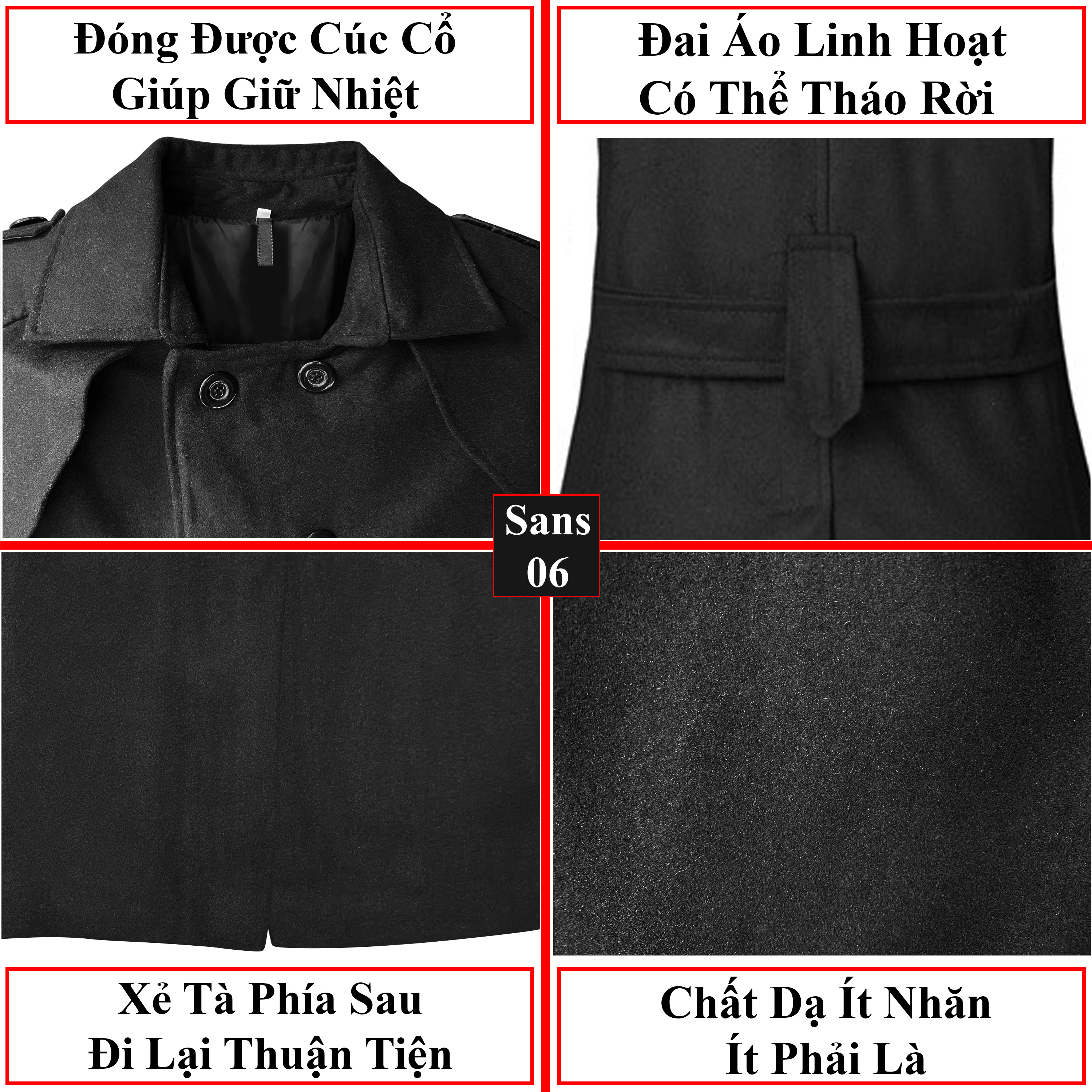 Áo Khoác Dạ Nam Có Đai Áo Dạ Nam Dáng Vừa Kèm Đai Sans06 Sans Shop