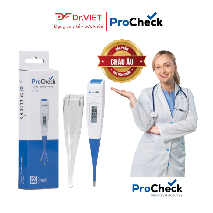 Nhiệt Kế Điện Tử Dạng Bút Procheck MT1P21 Chính Hãng. Dễ sử dụng, đo nhanh, chính xác, cho kết quả sau 30 giây. Thông báo bằng tiếng bíp, có cảnh báo sốt.