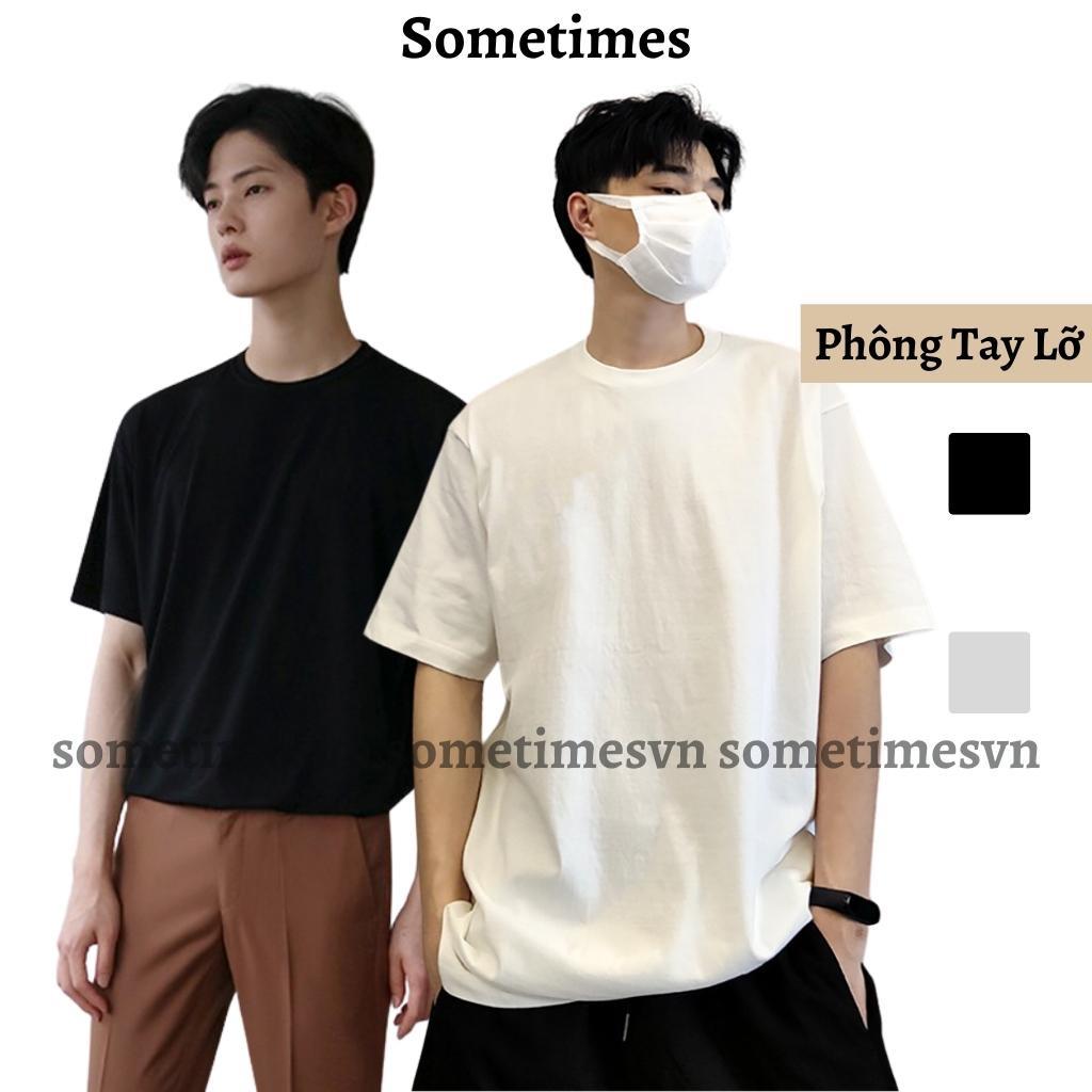 Áo thun tay lỡ nam nữ unisex trơn áo phông màu basic cổ tròn vải thun co dãn TTL01 - Sometimes