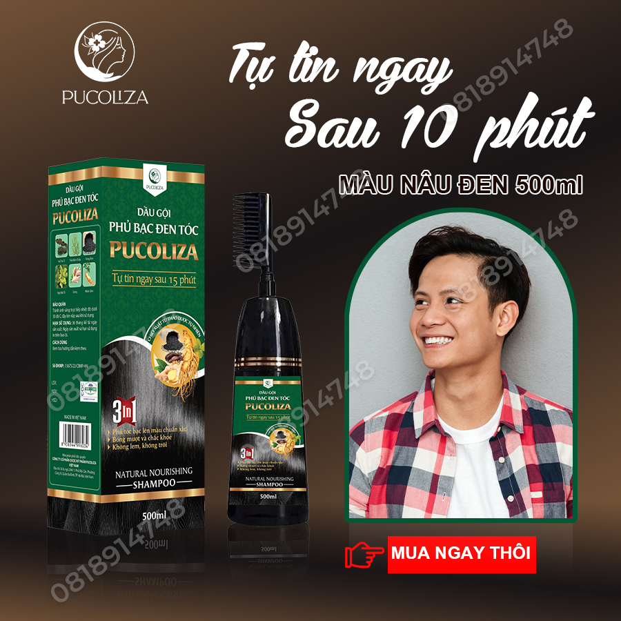 Dầu Gội Phủ Bạc PUCOLIZA 500ML Thành Phần Thiên Nhiên Thảo Mộc Không Làm Tóc Hư Tổn