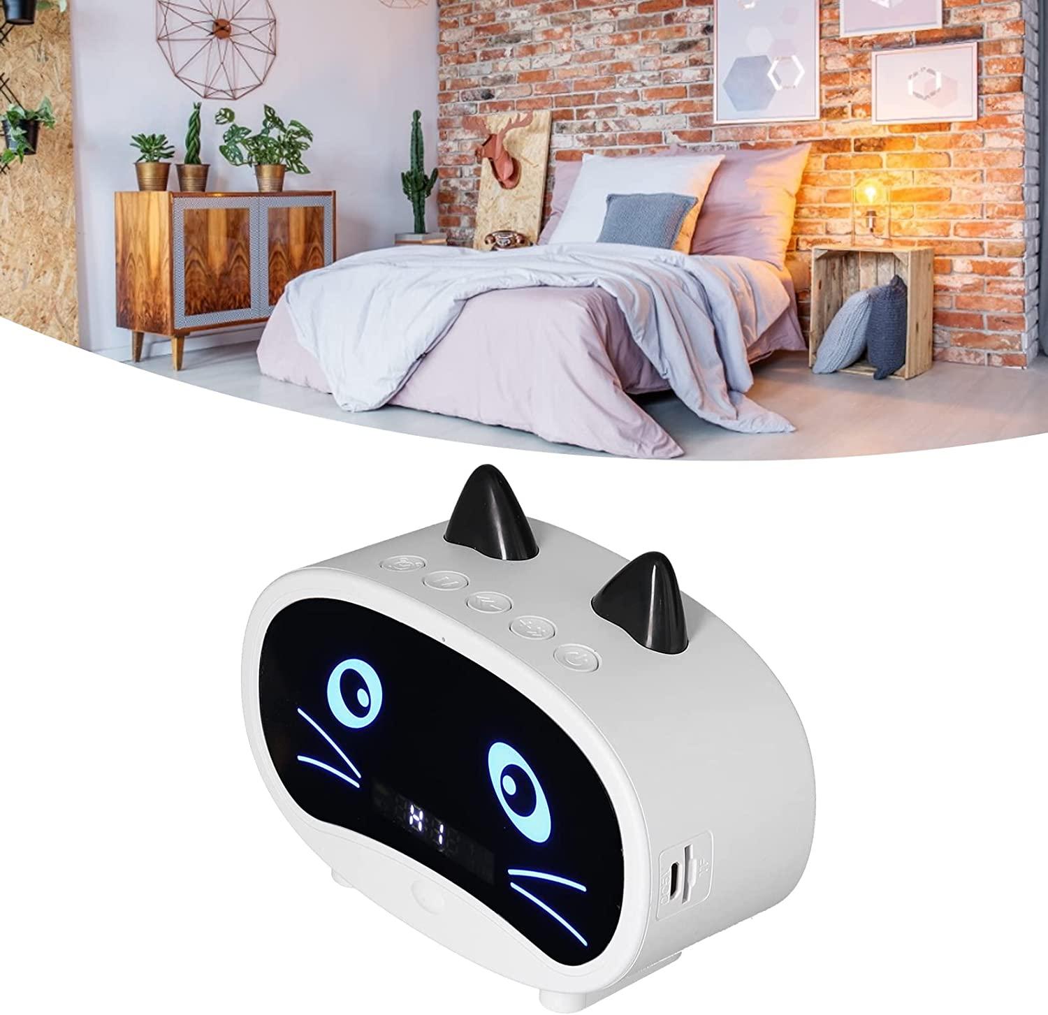 Đồng hồ báo thức hoạt hình mèo Đồng hồ báo thức kép, Loa Bluetooth, Cuộc gọi rảnh tay