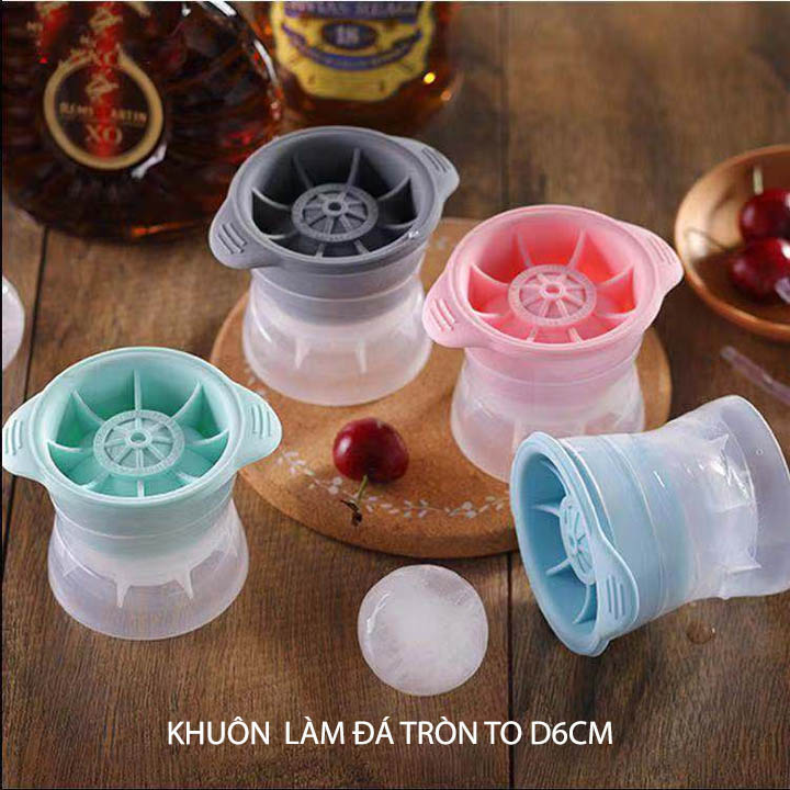 Khuôn làm đá tròn lớn 6cm, vật liệu bằng nhựa TPR-PP mềm, dẻo, chịu nhiệt