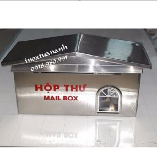Hộp thư báo inox, hộp thư góp ý, thùng đựng thư inox 2 mái