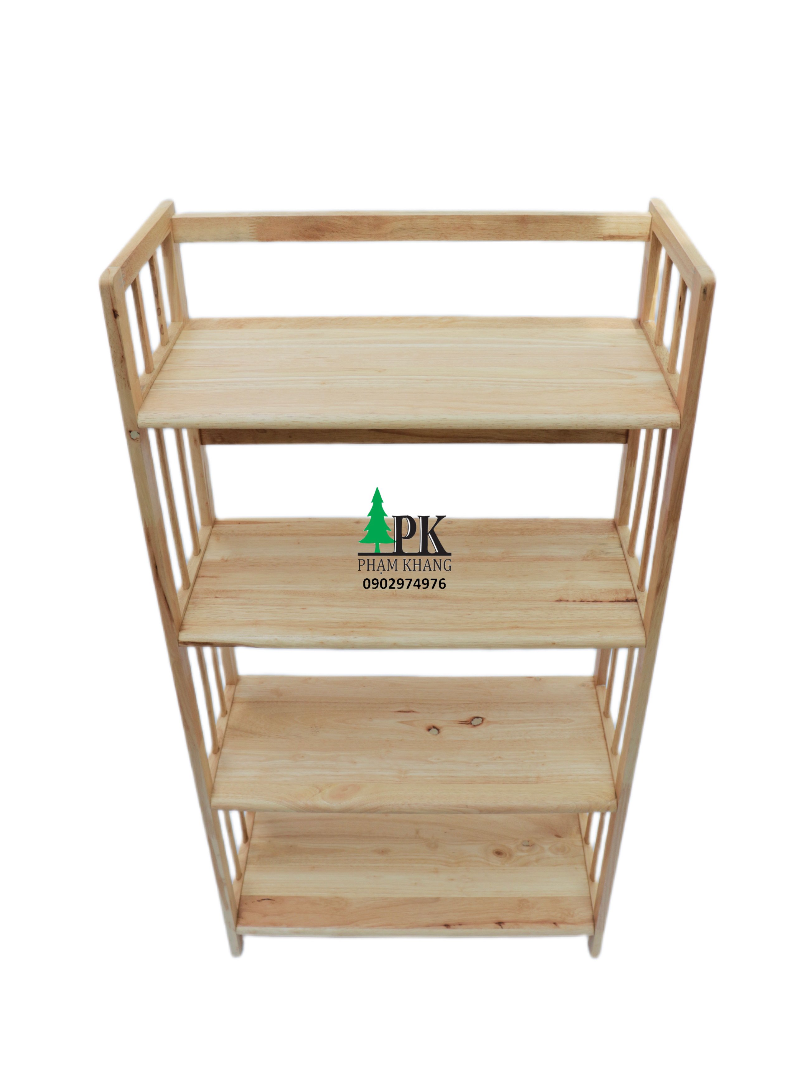 Kệ sách 4 tầng rộng 90 cm Start Decor - Gỗ cao su tự nhiên - Màu Gỗ Tự Nhiên/ Vàng Cherry