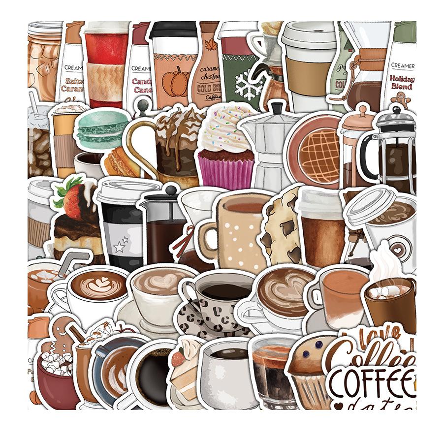 Sticker cà phê coffee Sẵn Hình Dán Trang Trí Mũ Bảo Hiểm Laptop Điện Thoại Ván Trượt Sổ tay Notebook