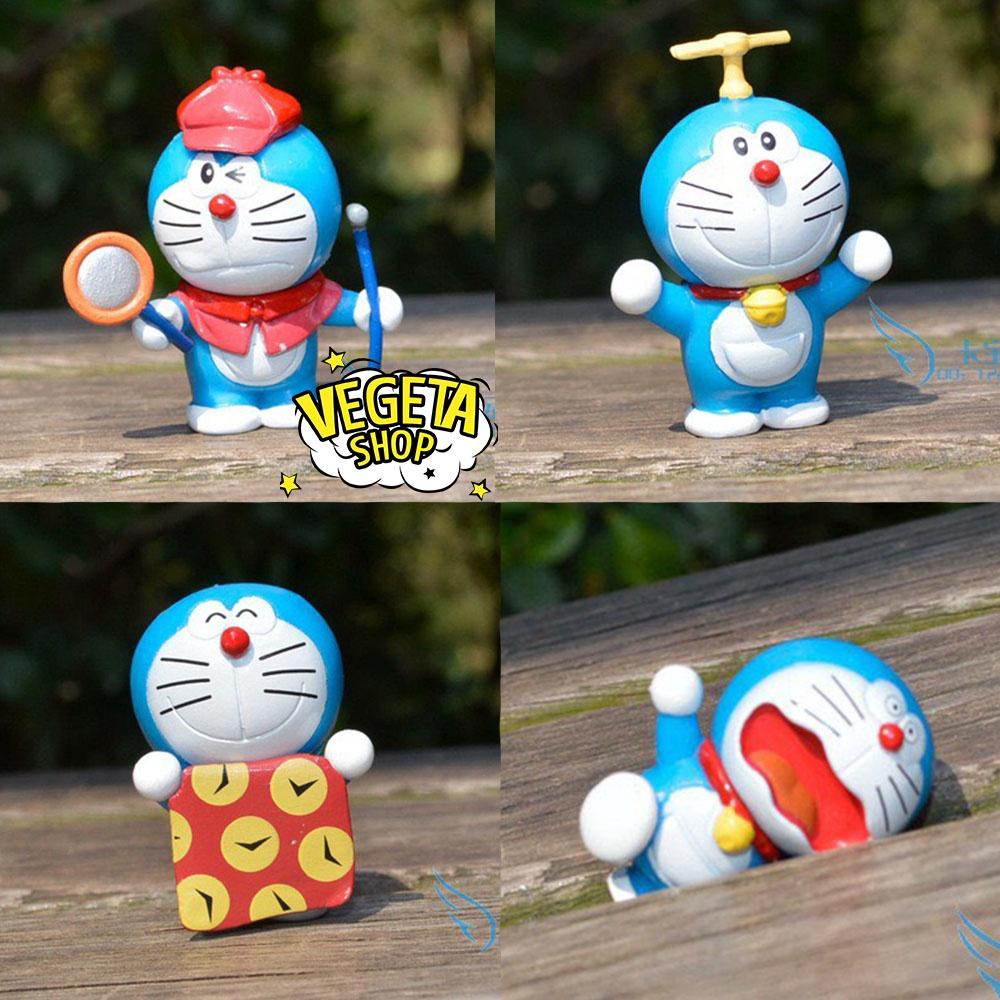 Mô hình Doraemon Doremon - Trọn bộ 8 Mô hình các tư thế Doremon Doraemon và bảo bối khăn trùm thời gian - Cao 4~5cm