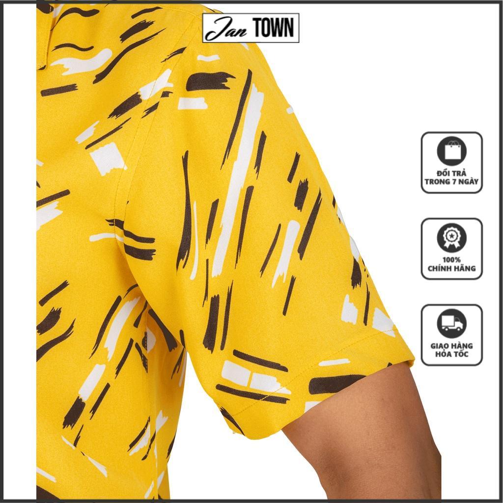 Áo Sơ Mi Nam Tay Ngắn Họa Tiết yellow print